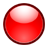 A solid red sphere with a dark red border and a white highlight on the upper left, set against a light gray background.