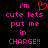 Pixelated text in pink and red on black background with a heart symbol above the word 'cute'.