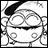 A black-and-white animated buddy icon featuring a cartoon character with large round glasses and a cap on the left side, paired with text reading "Anime IM" and "cDM" on the right side against a dark background.