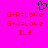 A static image with a bright pink background displays red pixelated text and a black heart symbol.