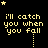 A 5x5 contact sheet of animated frames showing a pixelated text animation with yellow text on black background, stars scattered throughout, and sequential text changes from "I'll catch you when you fall" to "just have a little faith in me".