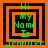 Four identical square display green text "Hi My Name Is Jennifer" over orange and black concentric squares with a pixelated effect