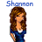 Six pixelated female figures in blue dresses with white collars arranged in two , each labeled with a name above