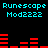 Pixelated cyan text and red bar graphs on black background, with repeated 'Runescape Mod2222' labels.