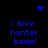 Blue pixelated text and symbols on a black background with animated blue dot patterns.