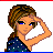 Animated pixel art contact sheet showing a female character in patriotic-themed clothing with multiple frames displaying different poses and text elements.