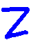 Three blue Z-shaped symbols on a gray background, each with distinct pixelated strokes and varying stroke thicknesses.