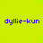 A static image with a bright yellow background and scattered green dots, displaying repeated blue text "dyllie-kun" in three