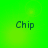 Four identical pixelated 'Chip' text icons arranged in a on a bright green gradient background with subtle light effects