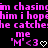 Pixelated pink text on black background with repeated phrases and heart symbols, animated to shift position.
