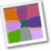 nine colored squares in a arrangement, with varying hues including orange, purple, pink, green, blue, and teal