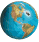 Animated sequence of a blue Earth globe rotating through multiple views with visible continents and ocean textures, transitioning from partial to full rotation.