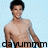 A shirtless man with dark hair stands against a light blue background, with text overlays reading 'da yummm' and 'thats hot' in different frames.