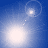 Four blue-toned display a bright white light source with trailing dots and circular halos, arranged in a pattern