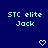 Pixelated text displays 'STC elite' above 'Jack' on a dark blue background, with two white heart symbols below.