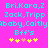 Pixelated cyan text on bright pink background with yellow and peach hearts below, repeated twice in a