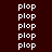 white 'plop' text on dark red background with scattered red rectangular overlays