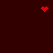 Red pixelated heart, scattered red squares, and a small cluster of red dots on dark brown background.