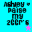 Pixelated text 'Ashley Paige my 266r^s' with a heart symbol on cyan, blue, pink, and light blue backgrounds; two star icons alternate between pink and cyan.