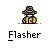 Animated contact sheet of pixel art buddy icons showing a character in yellow jacket and fedora interacting with a blonde woman, including speech bubbles and frame-by-frame motion changes.