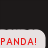 A static pixelated image shows red text reading "PANDA!" on a light background with dark borders.