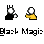 Pixelated character with white face and black body holding a white object, alternating with yellow body holding white object, and some frames showing a gray umbrella over the character.