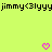 Black text reading "jimmy<3lyyy" repeats across a bright green background with two pink pixelated hearts below.
