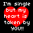 Four identical pixelated red heart icons with white text reading "I'm single but my heart is taken by YOU!!" on a black background.