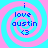 Four identical pixelated icons arranged in a , each with a pink and cyan spiral background and blue text reading "i love austin <3"