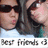 Two pixelated figures in close proximity, one wearing dark sunglasses and a light blue shirt, the other with dark hair and a teal garment, with text below reading 'boy friends 13'.