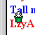 Pixelated green-shirted character with white face and black eyes appears in multiple , some showing text like 'Tall n LzyA' or 'Jump' below