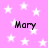 Pink background with white stars and four instances of the text 'Mary' in black pixelated font.