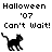 Pixelated black cat walks left to right beneath text reading 'Halloween '07 Can't Wait!' on white background with gray section.
