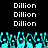 Pixelated text 'Dillion' repeated in four above a cyan pixel-art crowd with raised hands on black background
