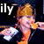 Pixelated image of a character with orange hair and blue eyes holding a white object, with 'ily' text in white on dark background.