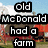A pixelated farm scene with red barns, smokestacks, and a blue sky, where text and letters animate sequentially.