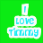 Green background with blue text reading "I LOVE Timmy" and "10.16.08" above a yellowish lower section with a black line drawing of a heart and abstract shapes.
