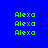 Pixelated green text 'Alexa' repeated across a blue background with pink rectangular overlays in various positions.