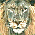 A pixelated lioness face with light brown and beige fur, white whiskers, and a green background displaying 'Original Icons .com' in bright green text.