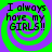 Four identical display text over a green and purple spiral background with no visible animation changes