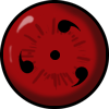 A contact sheet of 19 animated frames showing a red circular icon with black spiral patterns and white highlights, arranged in a 5x4 grid on a gray background.
