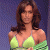 A pixelated contact sheet showing a woman in a light green bikini top on the left and green text reading "Original Icons .com" on the right against a dark background.