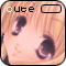 Anime-style face with large purple eyes and blonde hair, labeled 'cute' above a rectangular box.