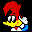 A cartoon character with red spiky hair, yellow beak-like mouth, and white eyes appears in a of showing subtle facial expression changes