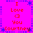 A static pixel art image with a bright pink background, blue decorative borders, and red text reading "I Love <3 You Courtney" arranged in four identical quadrants.