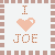 Pixelated icon with 'I' above a peach heart symbol and 'JOE' below, framed by light brown squares on white background.