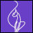 Animated white line drawing of a stylized figure on purple background, with flowing hair and body curves shifting