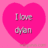 A pixelated pink heart-shaped icon with gray text reading "I love dyan" centered on a solid pink background.