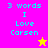 Pixelated text "3 words I Love Carsen" on split background with yellow star on pink section and pink star on yellow section.