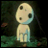 Pixelated character with large circular eyes and a smooth rounded head stands against dark background with green foliage, text 'AnimeIM' and 'com' visible.